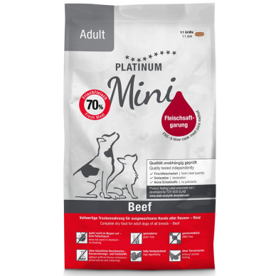 Platinum Mini Adult cu vita, hrana uscata caini mici, 900 g